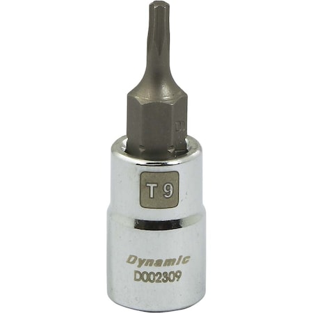 Dynamic Tools 1/4 Drive Torx Head Socket, Std Length Chrome, Torx Bit T9 D002309